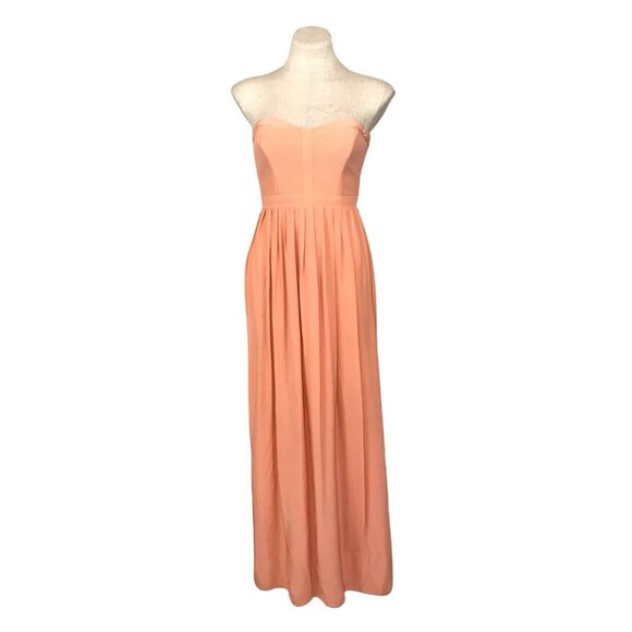 Parker 'Bayou' Strapless Silk Gown / Maxi Dress Coral Pink Small - Picture 2 of 16